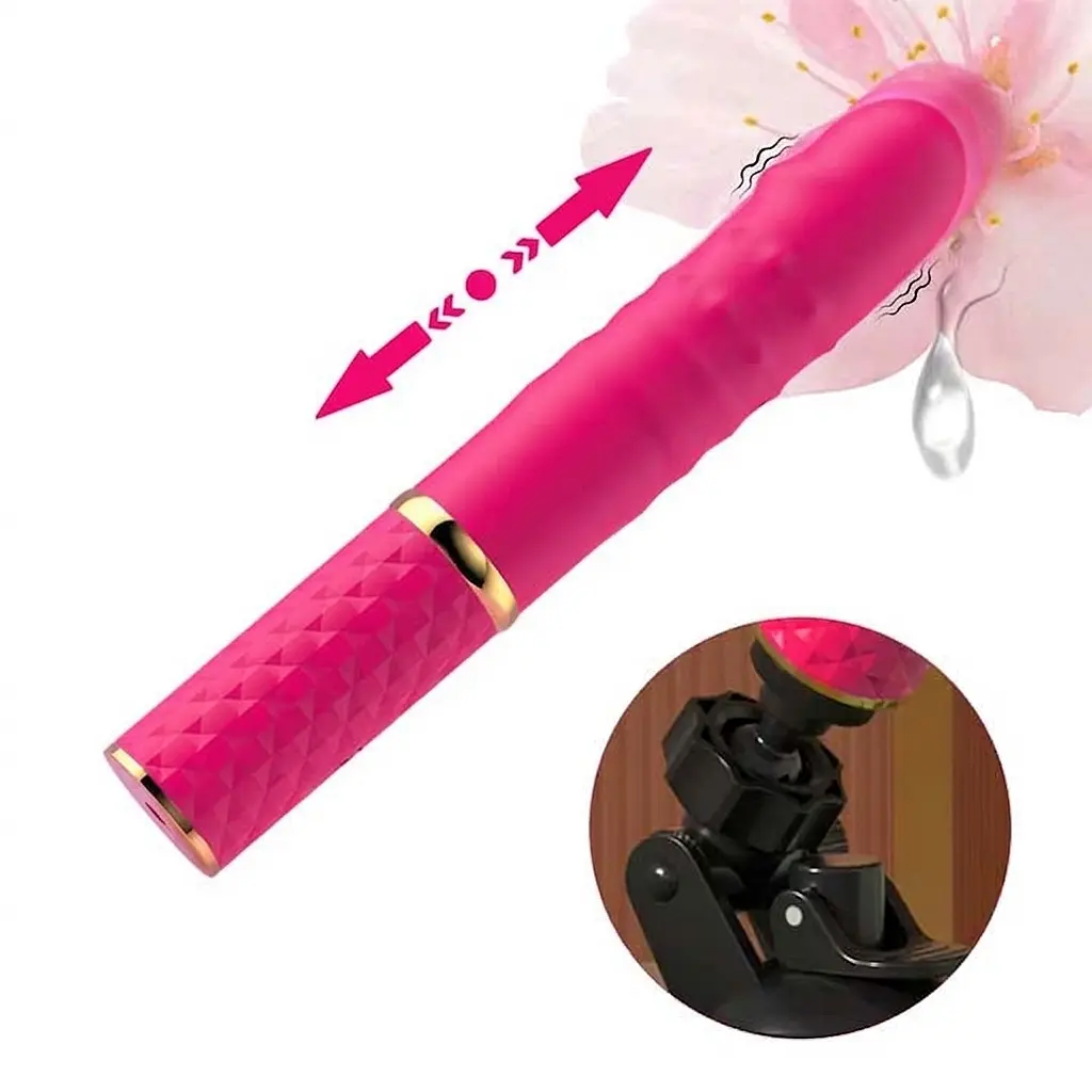 Вібратор секс-машина з поступальними рухами з 10 режимами роботи 18,5 см Фуксія - фото 4