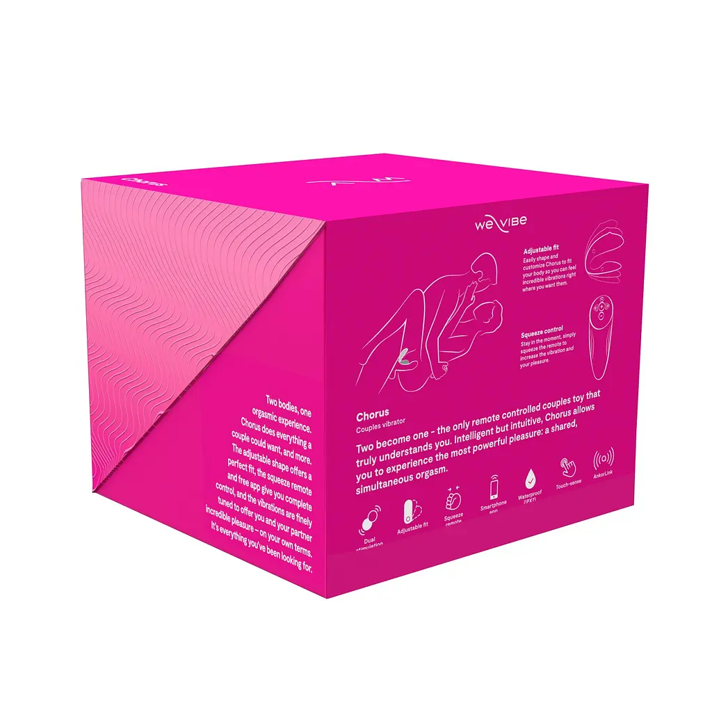 Смарт-вібратор для пар We-Vibe Chorus Cosmic Pink, сенсорне керування вібраціями стисненням пульта - фото 11