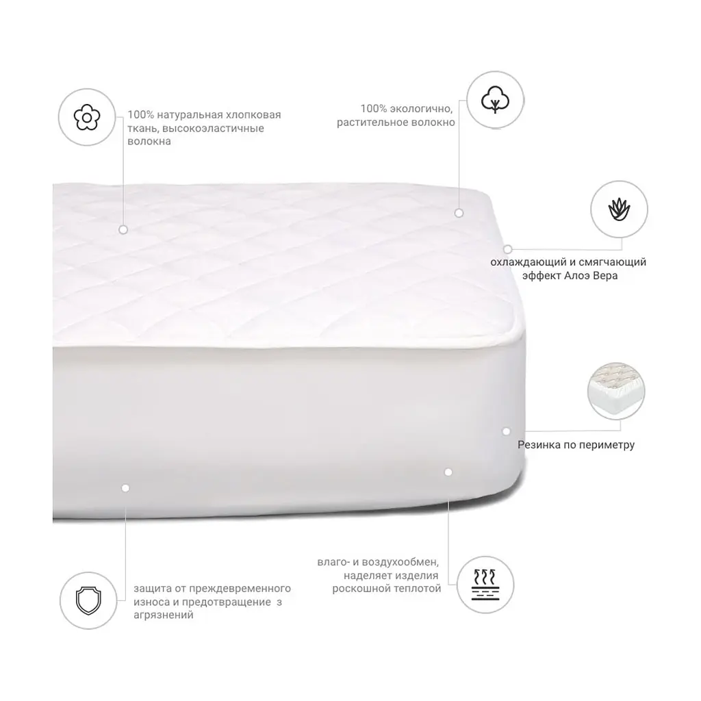 Наматрацник MirSon № 964 Natural Line Стандарт Cotton Aloe Vera 80x160 см (2200000834607) - фото 4
