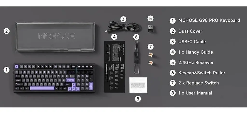 Клавіатура MCHOSE G98 Pro RGB Mechanical Flame Orange Switch Wireless (MC-G98S-5) Black (G-000003843) - фото 2