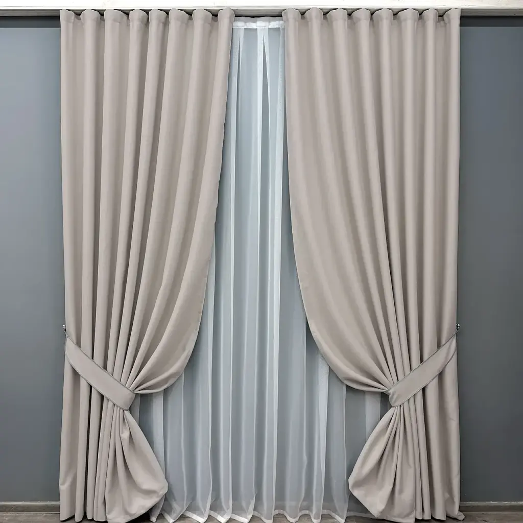 Комплект штор VR-Textil Scandi блекаут 2 шт 100x270 см світло-бежевий (1901ш) - фото 2
