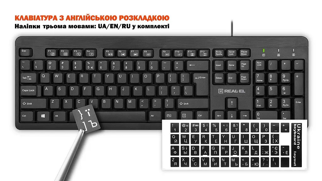 Комплект (клавіатура, миша) REAL-EL Standard 504 Kit Чорний (EL123100037) - фото 2