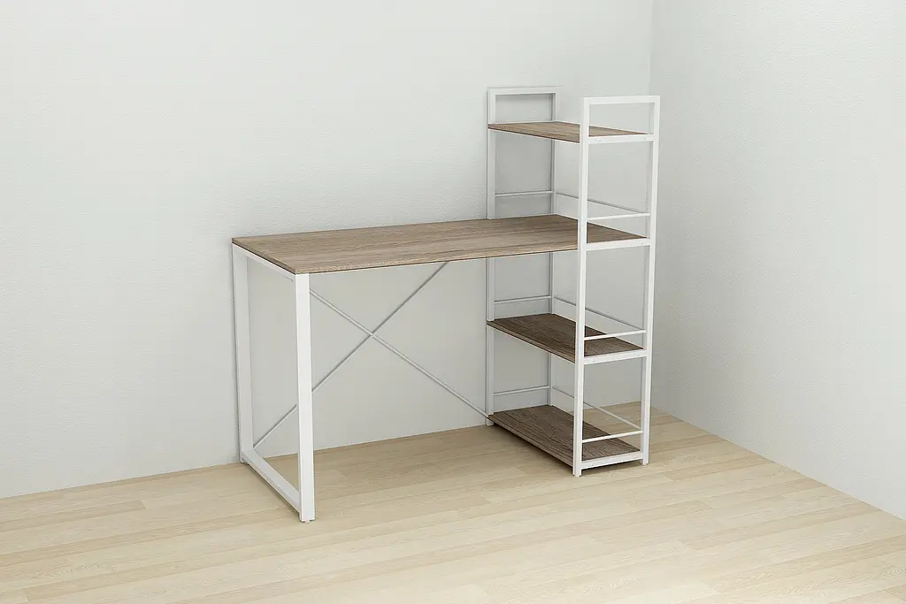 Письменный стол Ferrum-decor Серии Конект с этажеркой 75x120x60 белый ДСП Дуб Сонома Трюфель 16мм (FRD-104228) - фото 2