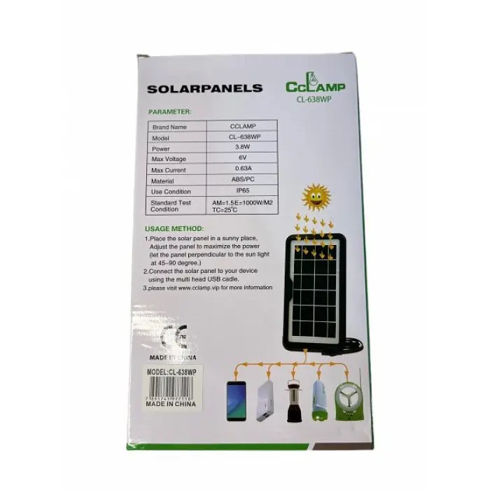 Сонячна панель CcLamp CL-638WP 3.8 W 6 V IP65 заряджання від сонця Solar Panel - фото 4