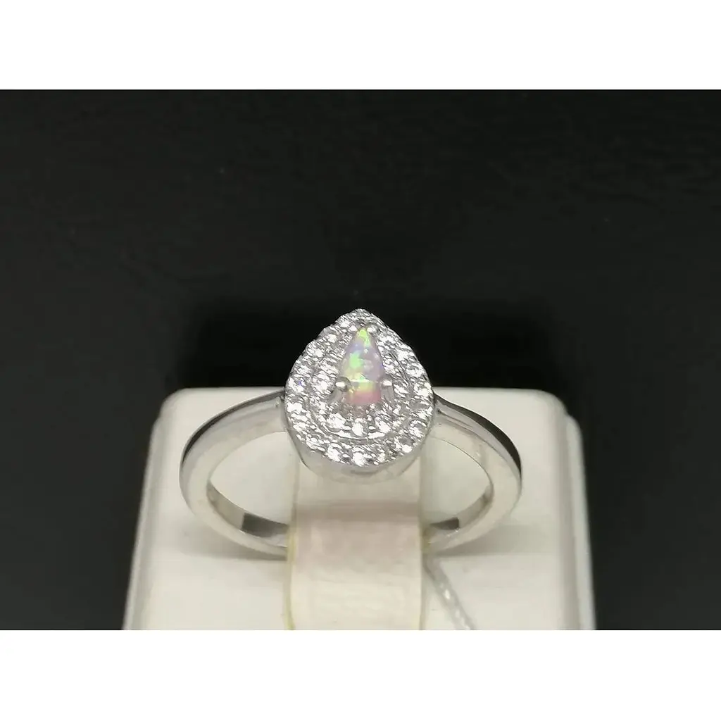 Срібне кільце Срібний рай з фіанітами і опалом. 2221 067005 18,5 - фото 3