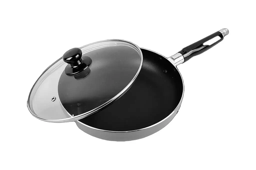 Сковорода зі скляною антипригарною кришкою 28 см Maestro MR-1200-28 алюміній - фото 2