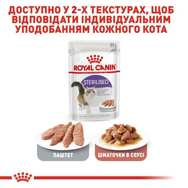 Вологий корм для дорослих стерилізованих кішок Royal Canin Sterilised Loaf паштет 85 г - фото 6