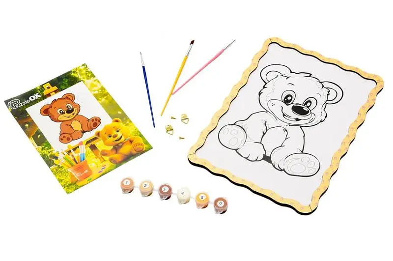 Картина за номерами Puz-22942 "Ведмедик" дерев'яна, формат А4 PuzzleOk - фото 2