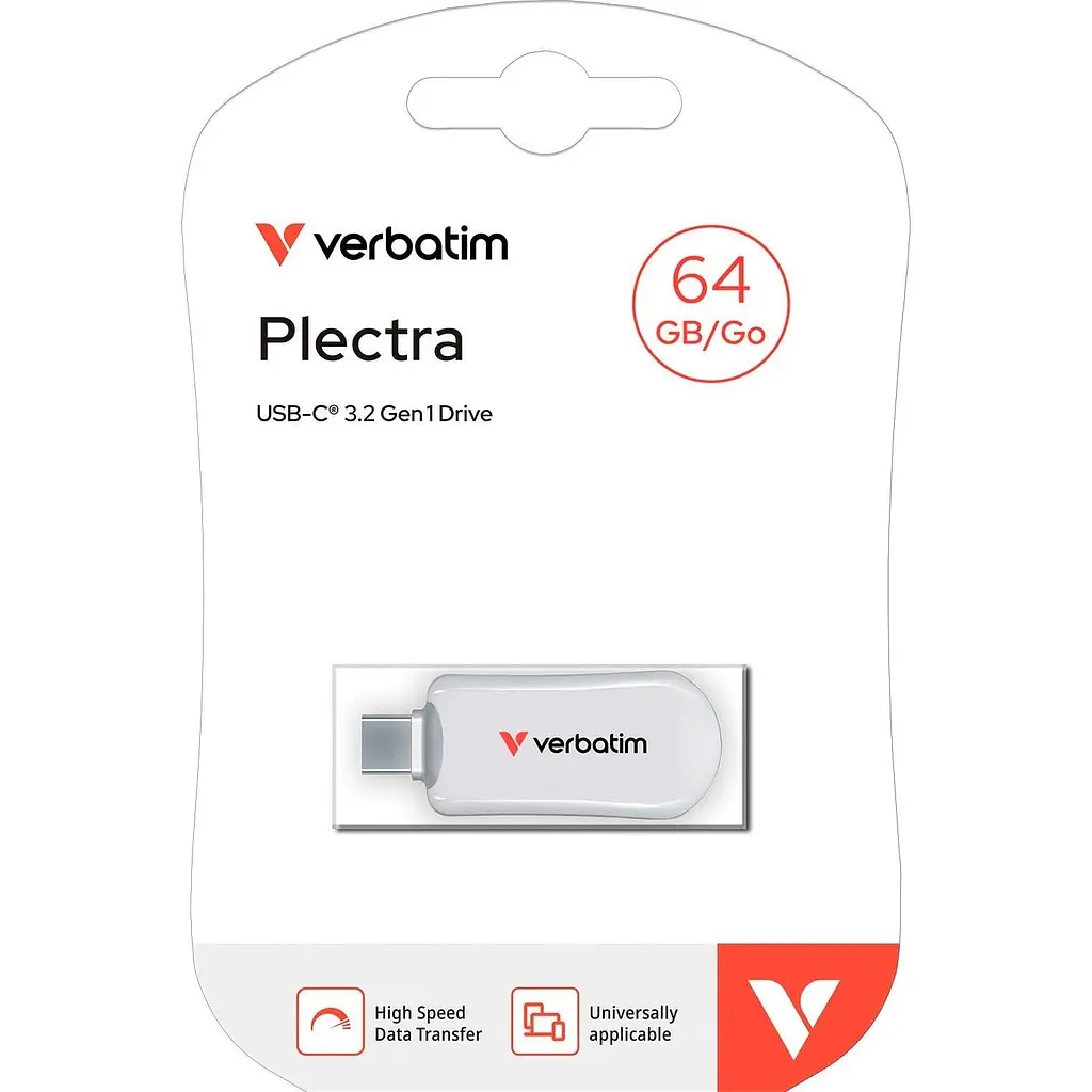 Флеш-накопичувач Verbatim Plectra USB-C White 64 GB USB 3.2 Gen 1 (30228) - фото 4