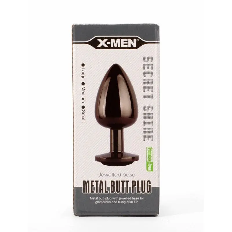 Анальна пробка X-Men Secret Shine Black Jewell, 7,1 см (чорний) - фото 4