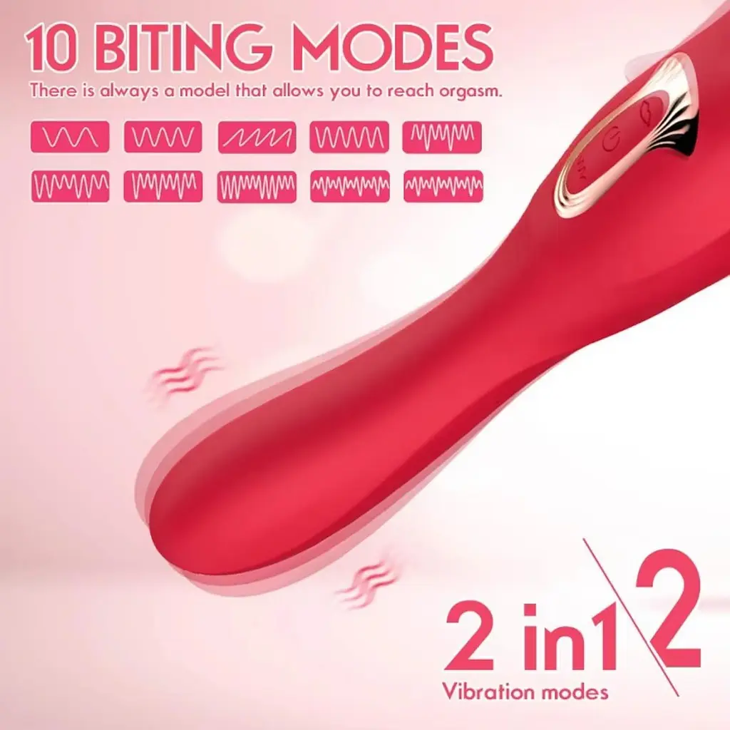 Вібратор для клітора B - Series Cute Bite Mouth 2.0, 22.3 см (червоний) - фото 9