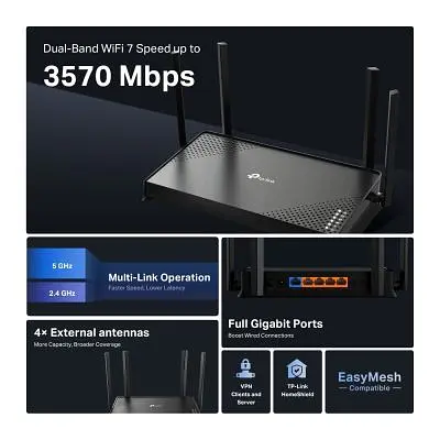 Маршрутизатор TP-Link Archer BE220 (ARCHER-BE220) - фото 5