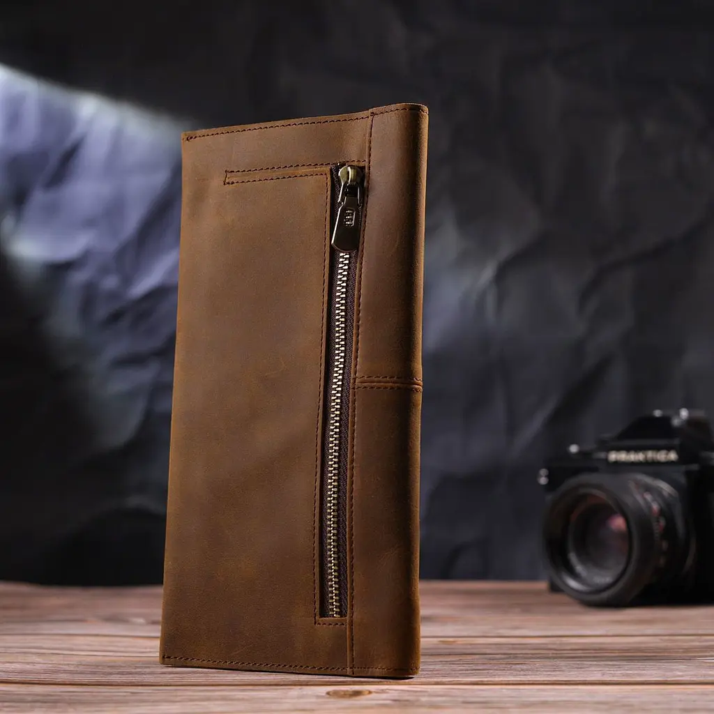 Тонкий чоловічий гаманець з натуральної вінтажної шкіри 21296 Vintage коричневий - фото 9