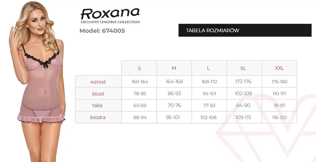 Сорочка та стрінги Roxana 6740 M рожевий - фото 4