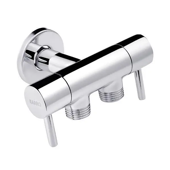 Кран приладовий кутовий Karro KR-3155 на 2 виходи 1/2"x1/2"x1/2" Хром 30412 - фото 3