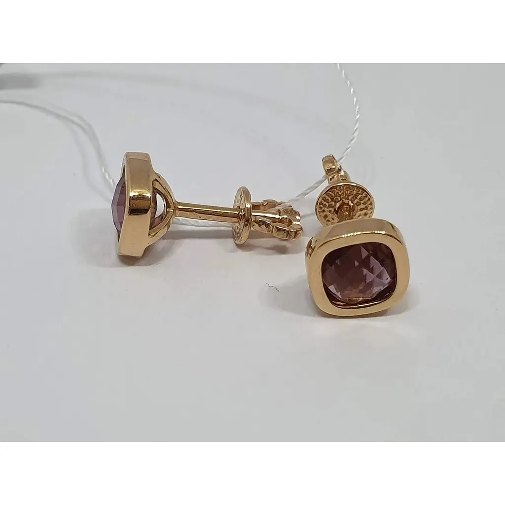 Золоті сережки-пуссети Імперія золота з марсалою. СП676.17103Н - фото 2