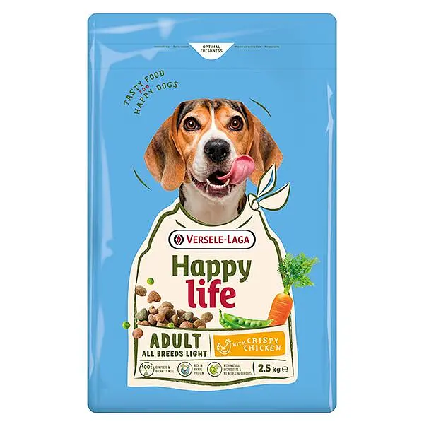Сухий корм для собак всіх порід Happy Life Adult Light with Chicken Хеппі Лайф Курка Контроль Ваги низькокалорійний 2.5 кг