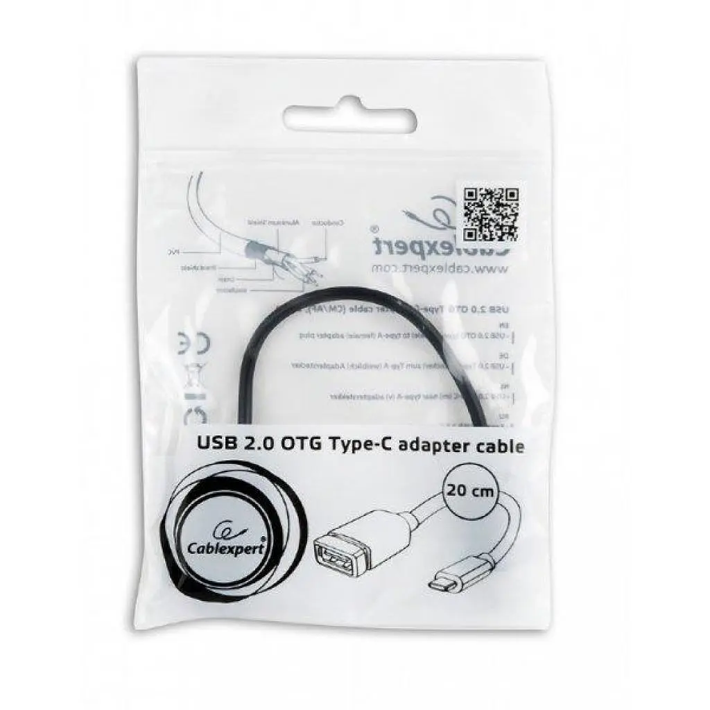 Дата кабель OTG USB 2.0 AF to Type-C 0.2m Cablexpert (A-OTG-CMAF2-01) - фото 2