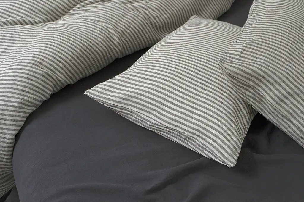 Постельное белье со льна Lotus Home - Karlin stripe linen антрацит евро - фото 3