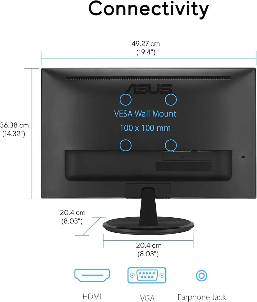 Монітор Asus 21.45" VP227HF (90LM0880-B01O71) VA Чорний 100Hz - фото 6