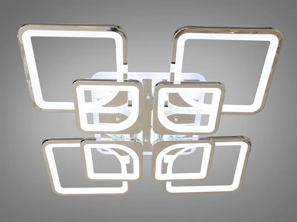 Люстра стельова LED Diasha 8060/4+4HR, 190W, 3200K-6500K, хром, сучасний стиль для кухні, вітальні, спальні, дитячої, коридору - фото 2