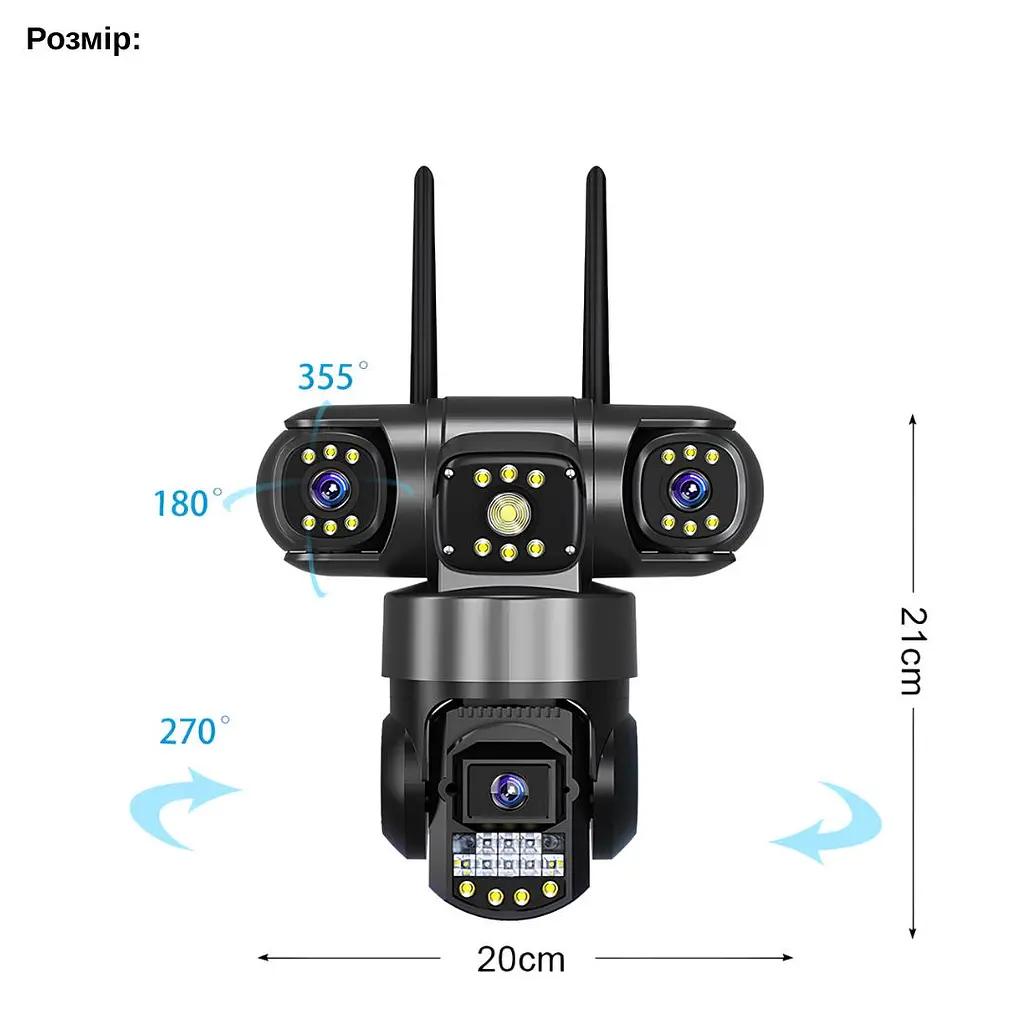 IP-камера уличная с тройным объективом XON Wi-Fi 1080P SmartCam (TCWEW23VB 3985) Черная - фото 12