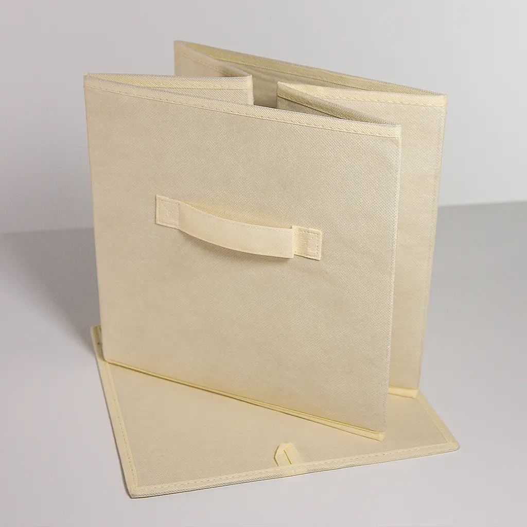 Ящик для зберігання МВМ My Home текстильний 280x280x280 мм бежевий (TH-08 BEIGE) - фото 5