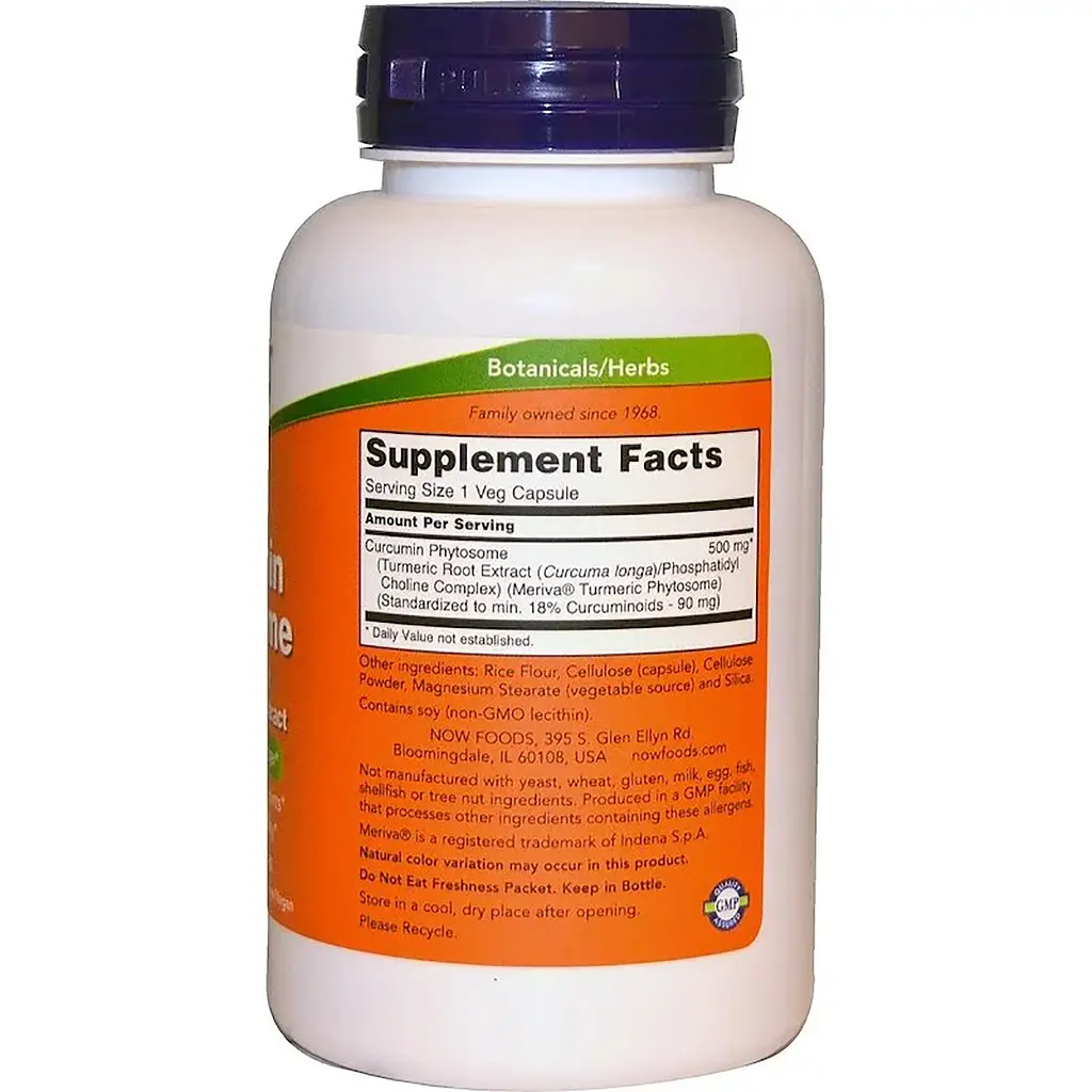 Фітосома куркумина Now Foods Curcumin Phytosome 60 рослинних капсул - фото 2