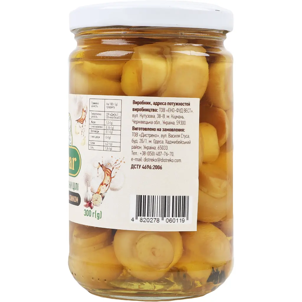 Гриби WellDar шампіньйони цілі відбірні з соєвим соусом та часником 300 г - фото 3