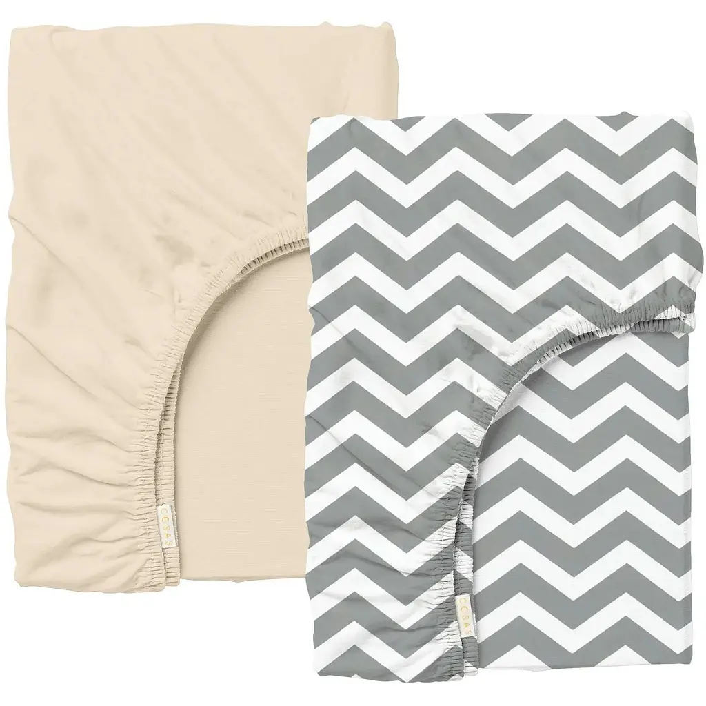 Набір простирадло на резинці Cosas Beige Zigzag 60х120х12 см (SetSheet_Beige_ZigGrey_120x60)
