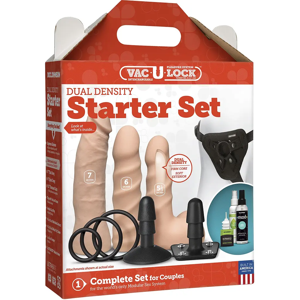 Набір для страпона Doc Johnson Vac-U-Lock Dual Density Starter Set Vanilla - фото 5