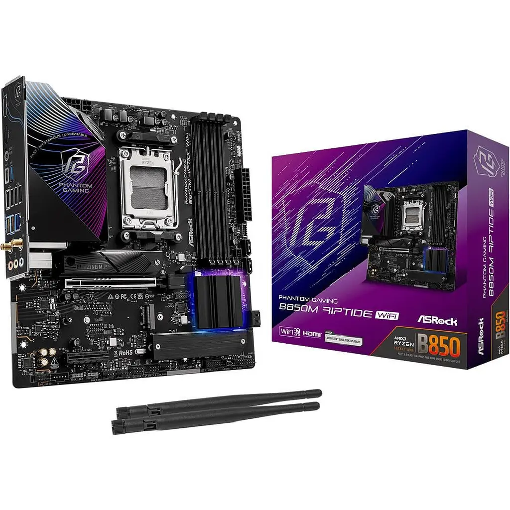 Материнська плата AsRock B850M RIPTIDE WIFI (B850M RIPTIDE WIFI) (Socket AM5, AMD B850, Micro-ATX) - фото 5