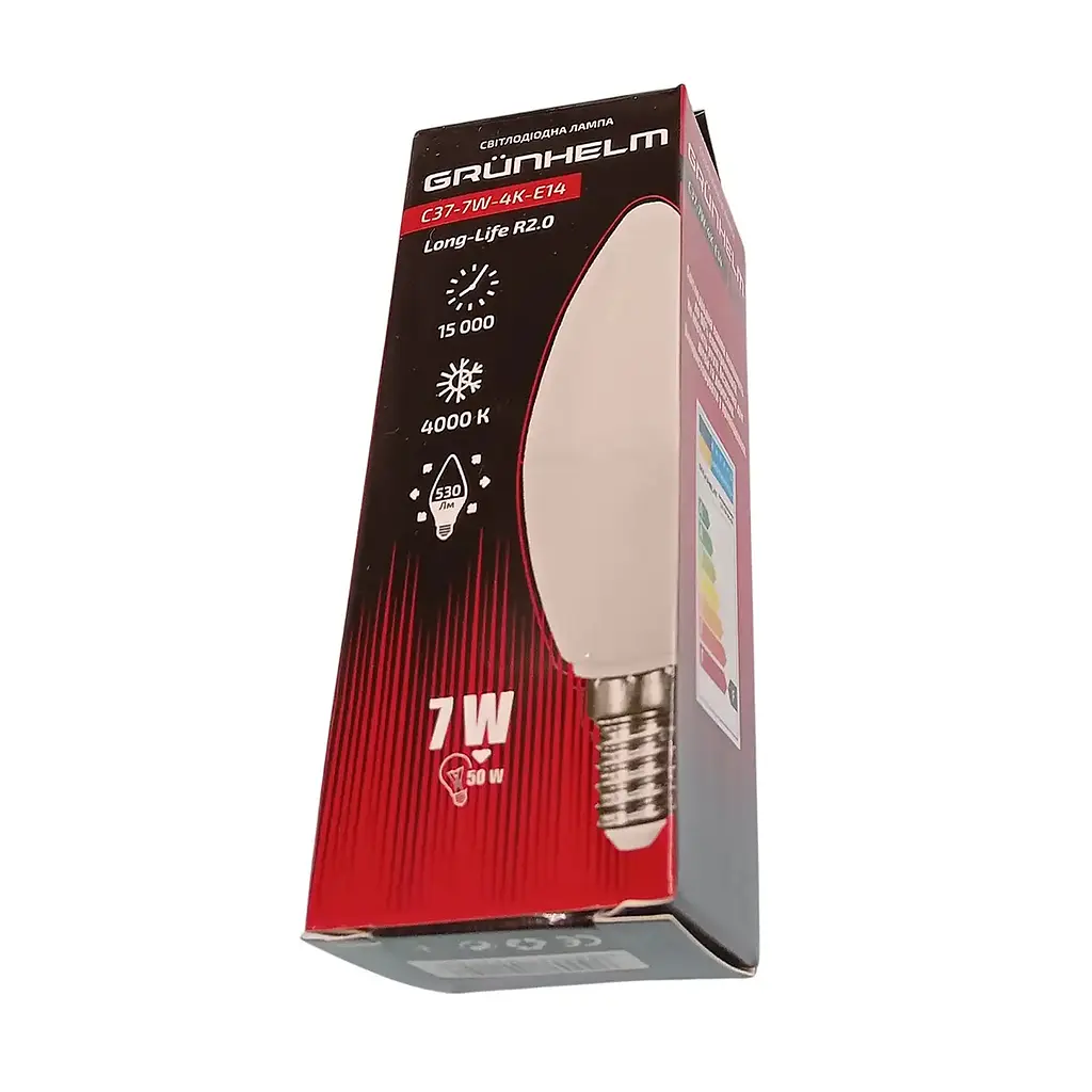 Лампа LED Grunhelm C37-7W-4K-E14 Long-Life R2.0 (149224) - фото 2