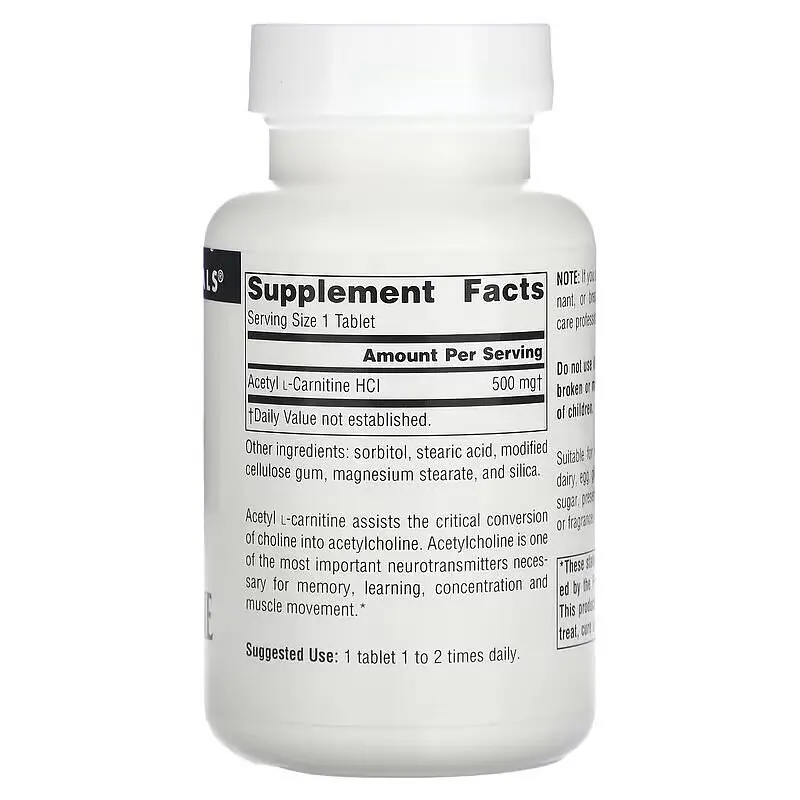 Ацетил L-карнітин Source Naturals Acetyl L-Carnitine 500 mg, 60 таблеток - фото 2