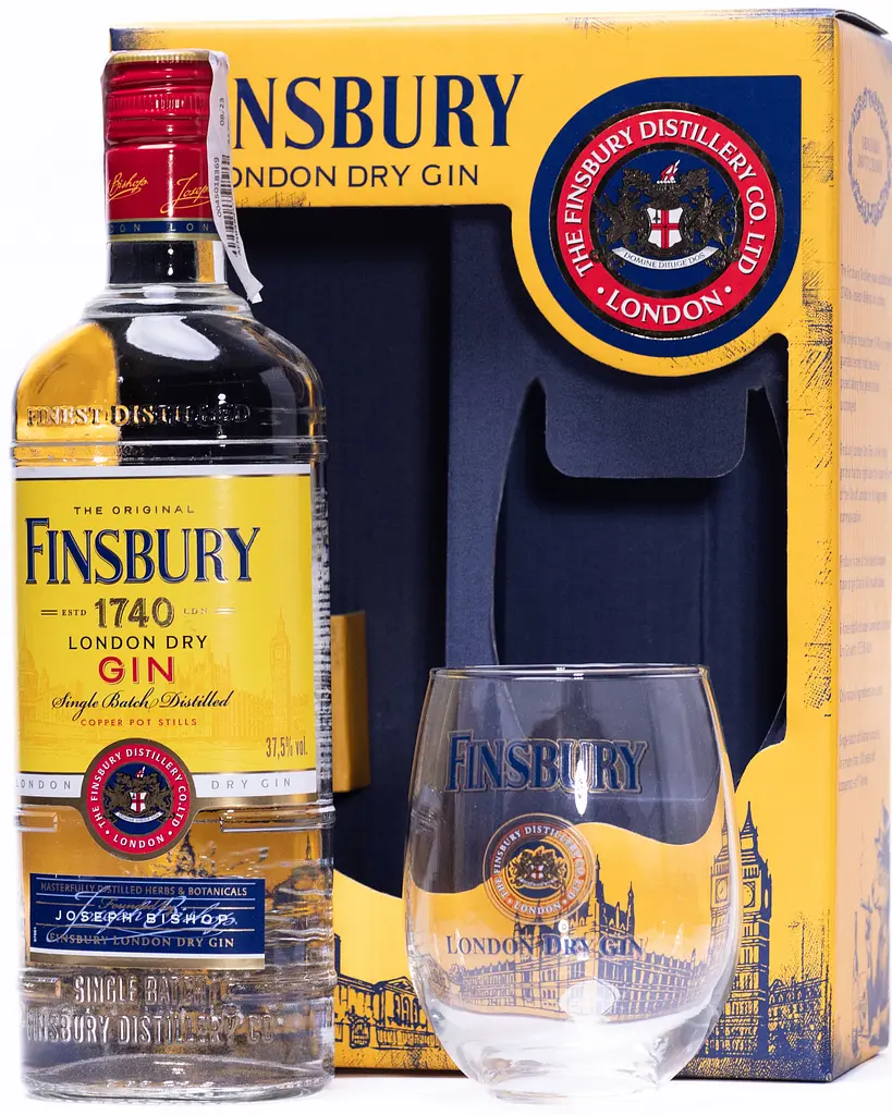 Набір джин Finsbury London Dry Gin 37.5% 0.7 л + склянка 465 мл - фото 3