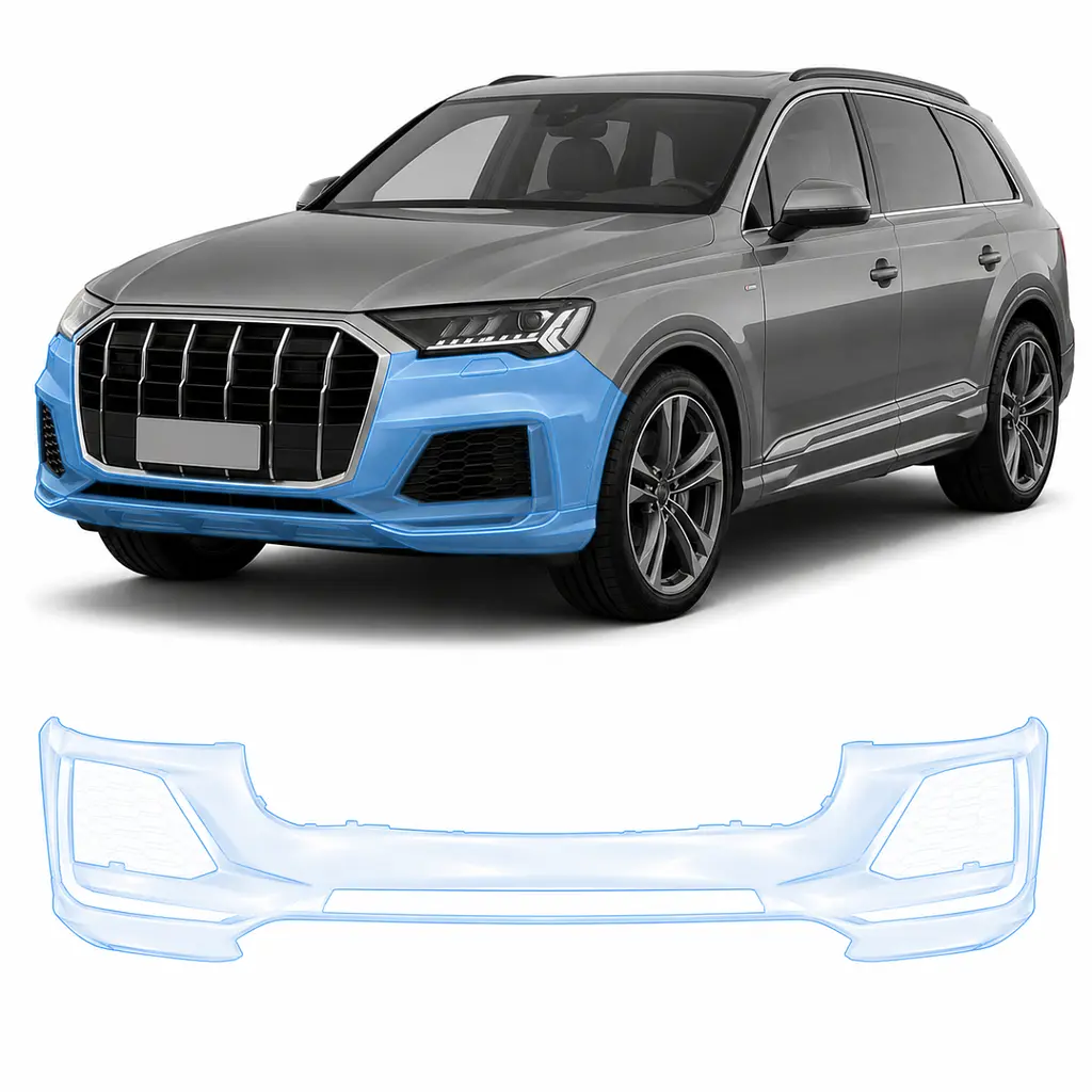 Антигравійна захисна бронеплівка за лекалами для Audi Q7 4M facelift 2020-2024 - передній бампер