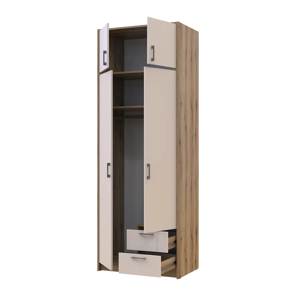 Шафа для одягу Doros Ронді з антресолей Дуб Артизан/Кашемір 2ДСП 82х52х236 (80737809) - фото 2