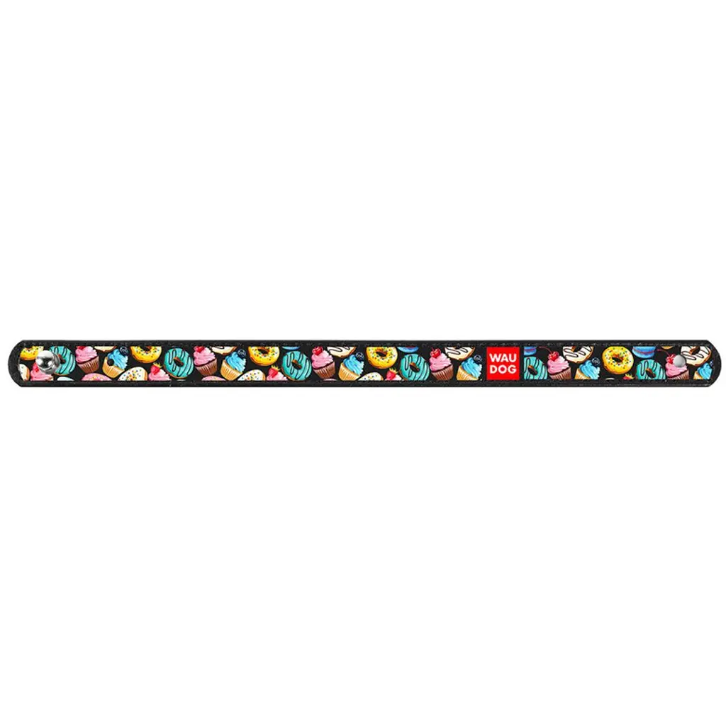 Браслет Waudog Design Пончики, шкіра, 18-20х1,5 см, чорний - фото 2
