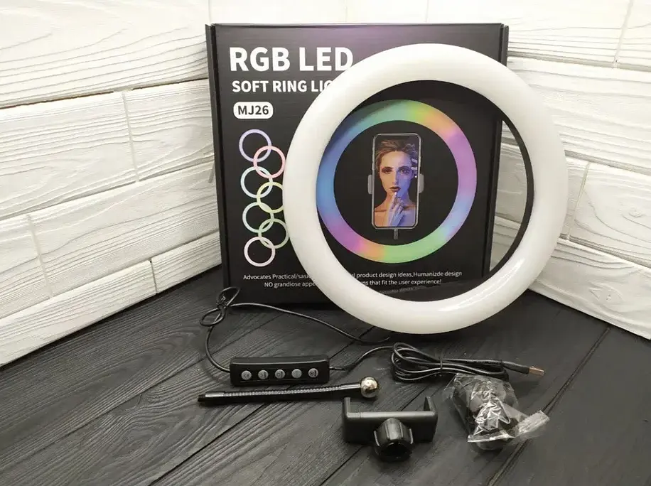 Кільцева RGB селфі - лампа, 26 см ∙ Селфі - кільце з пультом MJ26 - фото 2