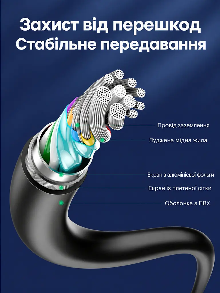 Кабель UGREEN US184 USB-A - USB-C USB 3.0 3 А 1 м чорний (20882) - фото 4