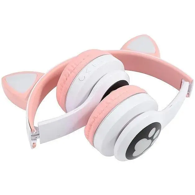 Навушники бездротові Cat Ear VZV-23M Bluetooth RGB з котячими вушками рожеві - фото 2