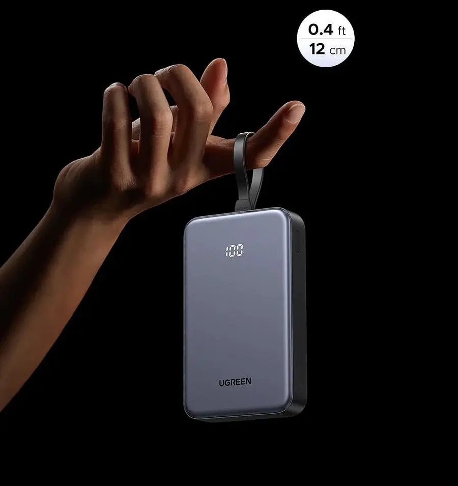 Повербанк Ugreen PB505 20000 mah 22.5 W з вбудованим кабелем Type-C LED дисплеєм та швидкою зарядкою - фото 6