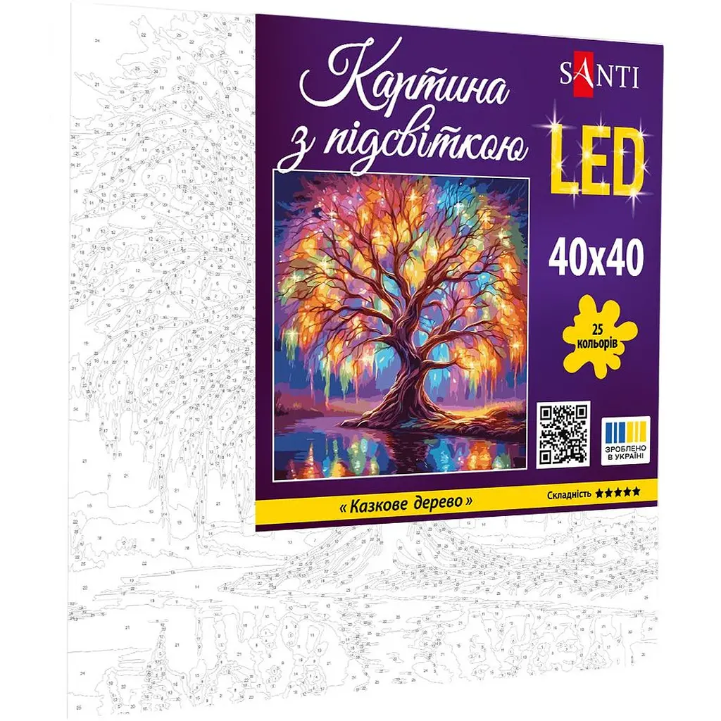 Картина за номерами Santi Казкове дерево 40х40 см з LED підсвіткою (955071) - фото 2