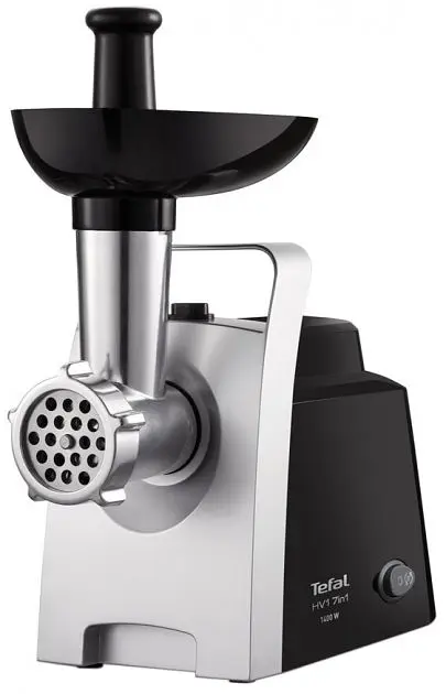 Tefal М'ясорубка HV1 7in1, 1400Вт, 1.7кг/хв, 3 решітки, насадка для ковбас, 3 терки, пластик, чорно-сріб. - фото 2