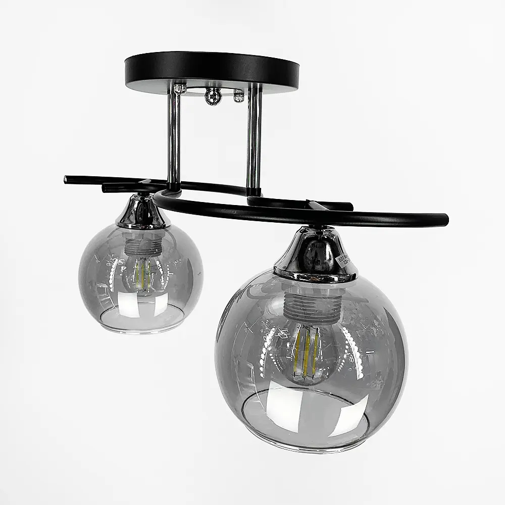 Современная люстра в черном корпусе на 2 графитовых плафона Ст. 11585/2D | Line F - фото 4