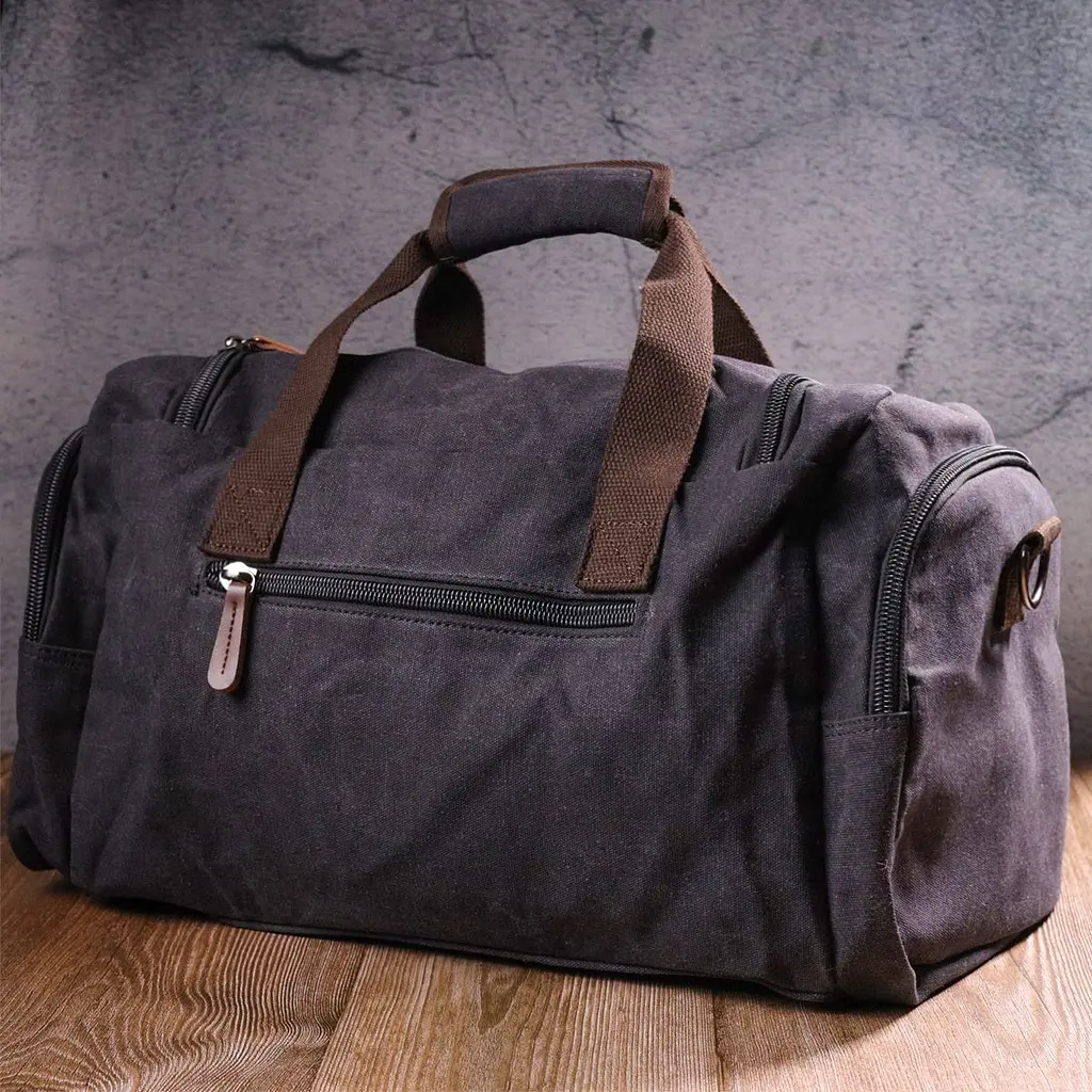 Большая дорожная сумка текстильная 21237 Vintage черная - фото 8