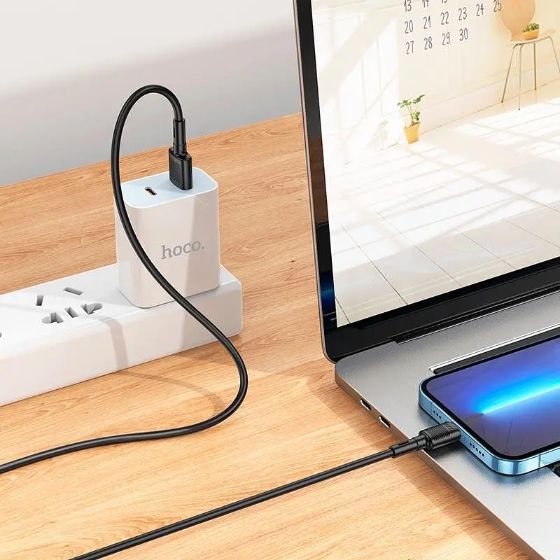 Кабель для iPhone iPad — HOCO X83 Victory charging Lightning cable 1 метр чорний - фото 5