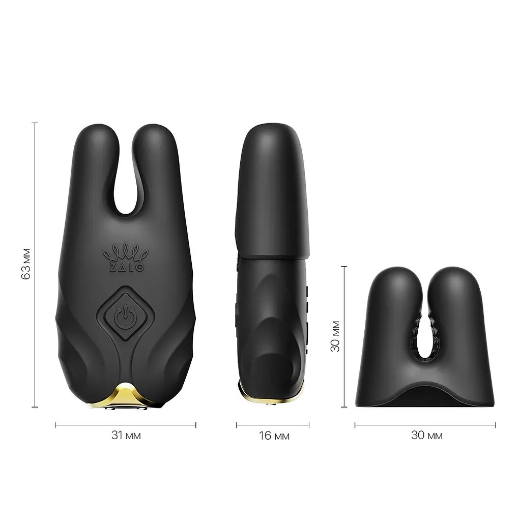 Смарт-вібратор для грудей Zalo - Nave Obsidian Black, пульт ДК, робота через додаток - фото 3