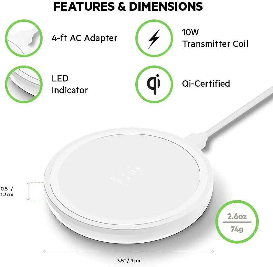 Подставка для беспроводной зарядки Belkin Boost Up, 10 Вт, черная Б/у - фото 6