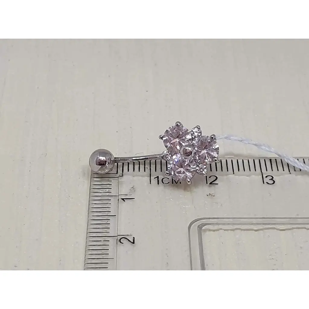 Срібна сережка для пірсингу пупка Ірій з фіанітами. 6001 - фото 4